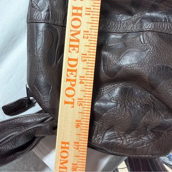 Vintage Tribeca Dark Brown Slouchy Pebbled Leather Sling Bag Large Boho - Picture 11 of 12